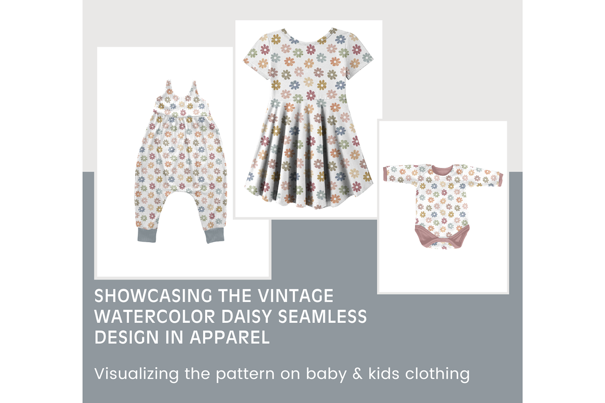 Vintage Watercolor Daisy Pattern, a Pattern Graphic by OwlAndFern (Photo 3 of 13)