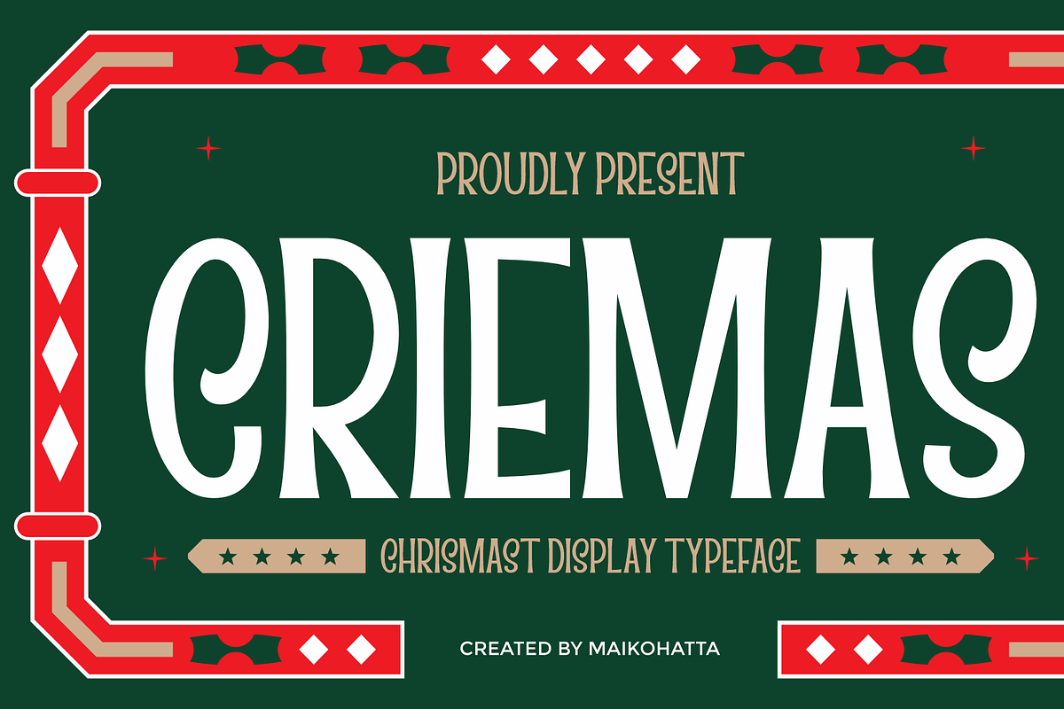 Criemas - Christmas Display Typeface, a Handwritten Font by MaikoHatta (Photo 1 of 8)