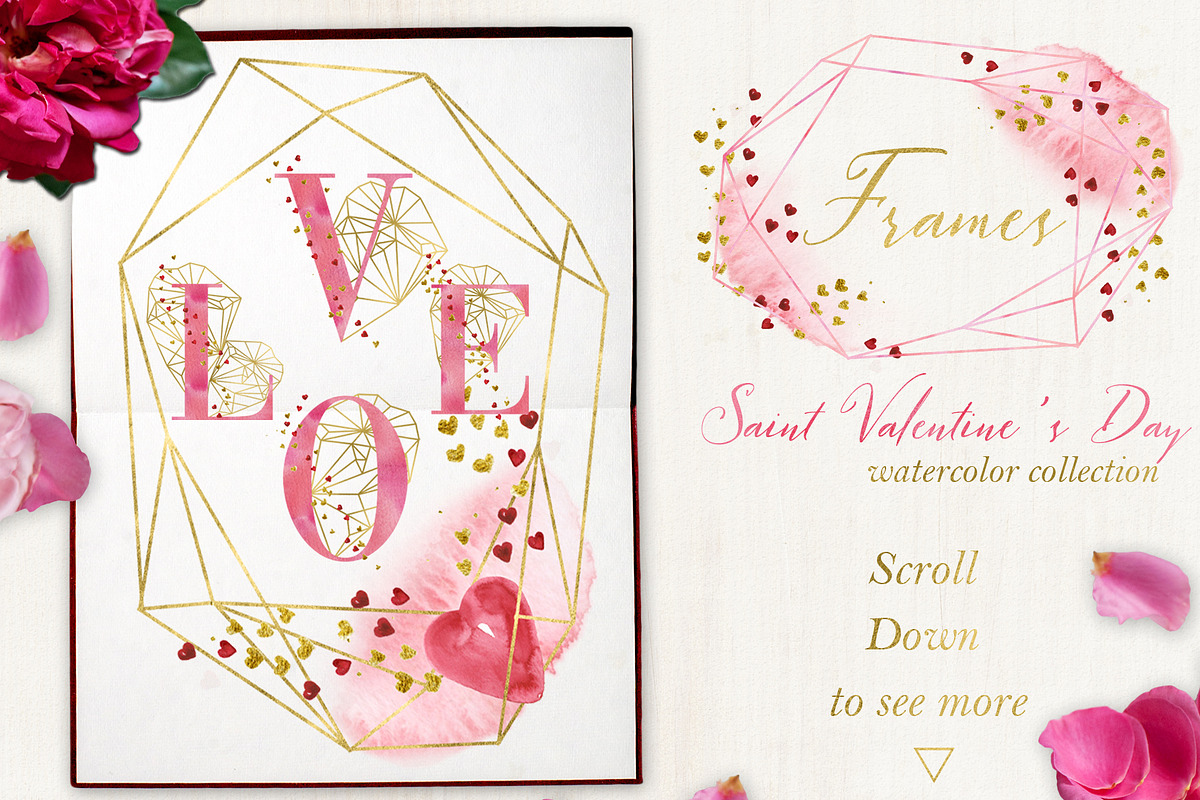 Saint Valentine's Day watercolor kit, a Texture Illustration by LABFcreations (Photo 4 of 13)
