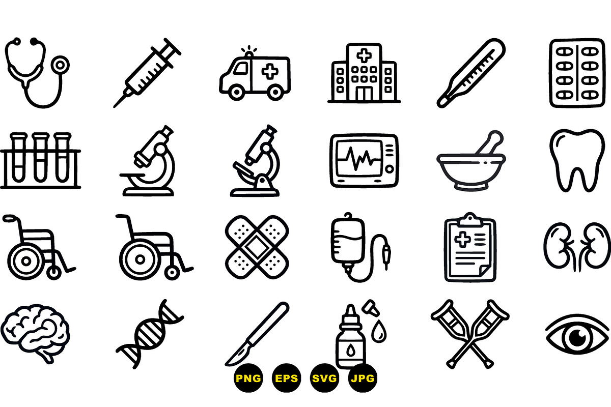 Medical Icon Line Art Set, an Illustration by designvectx (Photo 3 of 3)