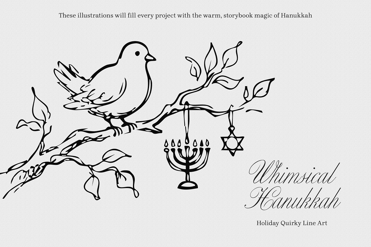 Whimsical Hanukkah: Holiday Line Art, a Seasonal Illustration by divanovskaya_nv (Photo 6 of 16)