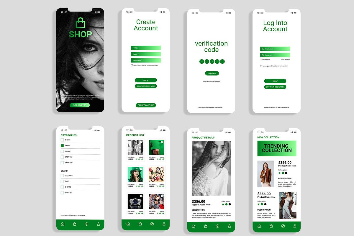 Ecommerce Mobile App Templates, an UI Kit Template by CreativeShaper (Photo 2 of 3)