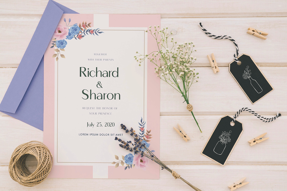 Flowers Wedding Invitation Card, an Invitation Template by Workhu (Photo 2 of 3)