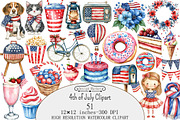 Watercolor 4th of July Clipart, a Seasonal Illustration by Design Market (Thumbnail 1 of 5)