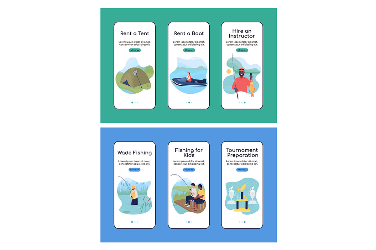 Camping trip with fishing app pages, a Templates & Theme by IMG visuals characters (Photo 1 of 3)