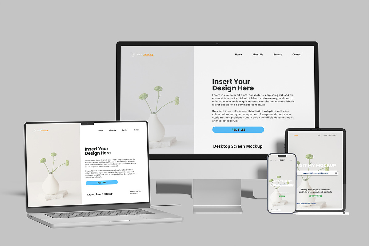 Multi Devices Responsive Mockup, a Device Mockup by lamorastudio (Photo 8 of 12)