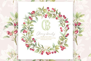 Cherry Botanical Frames Watercolor