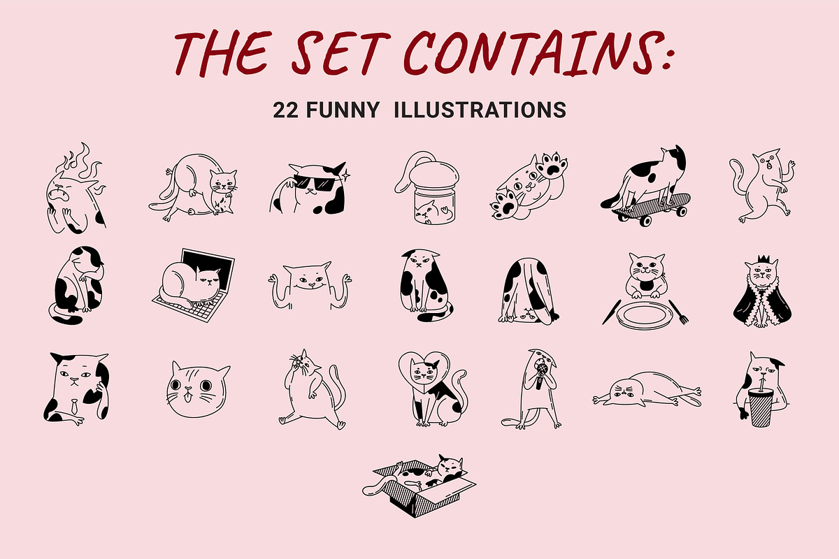 22 Funny cats vector illustration 2, an Animal Illustration by Yanakicc (Photo 6 of 10)