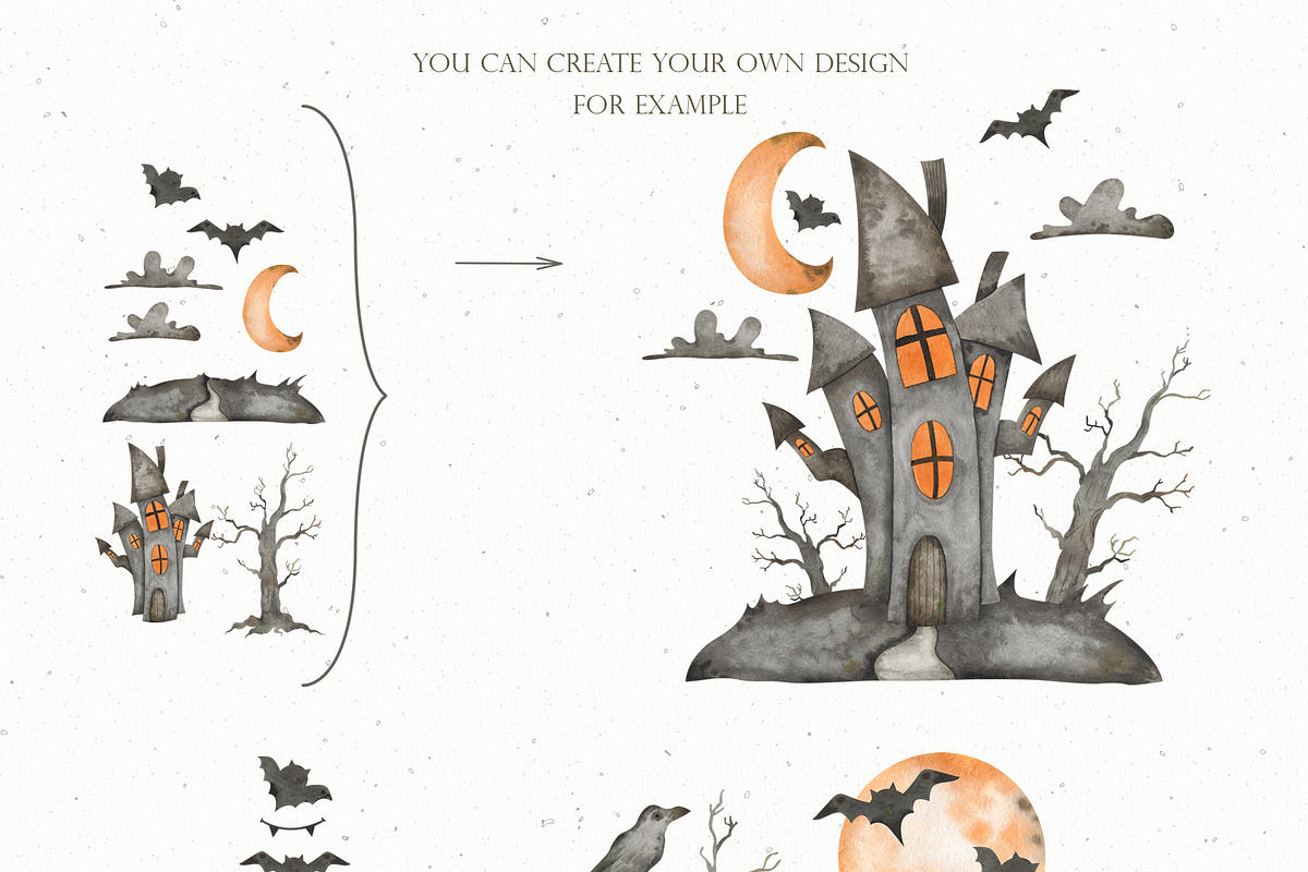 Watercolor Halloween set, an Object Graphic by OrangePeafowlArt (Photo 5 of 21)