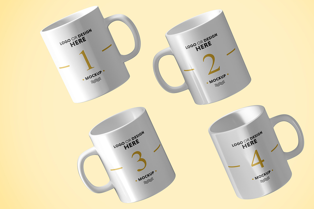 White Ceramic Mugs Mock-up, a Cups & Container Mockup by imonedesign