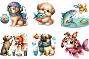 Quirky Dog and Fish Clipart, an Illustration by DreamArtGraphic (Thumbnail 3 of 5)
