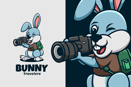 Bunny Travelers Cartoon Logo, a Poster Template by Gumrega Studio