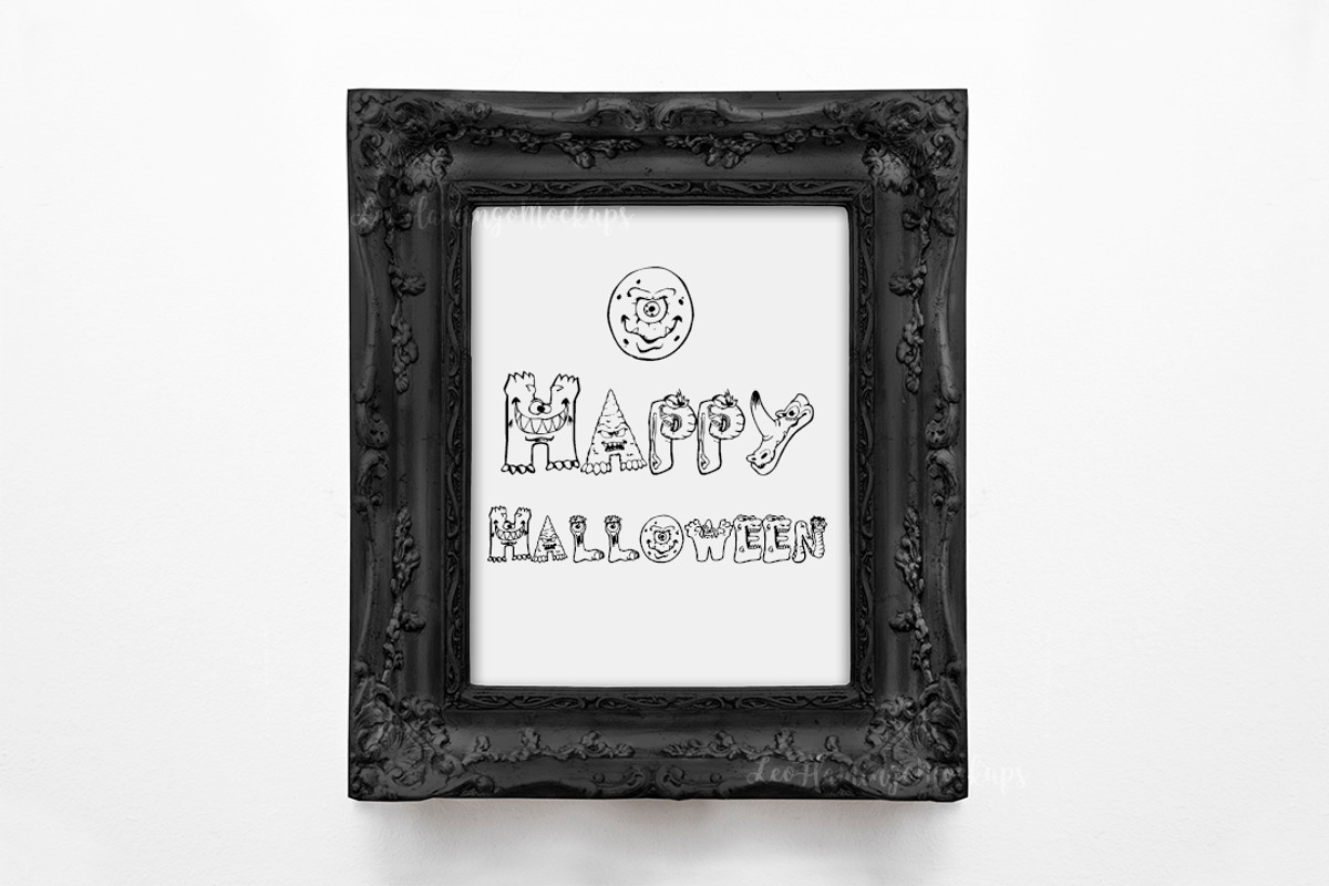 Black frame mockup vintage halloween, a Print Template by Leo Flo Mockups (Photo 1 of 5)