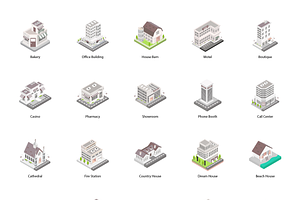 Isometric City Building Illustration