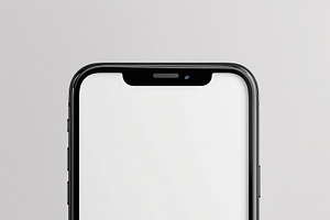 A modern smartphone iPhone mockup with a blank screen, set against a light gray, an iPhone Mockup by Textures & Backgrounds