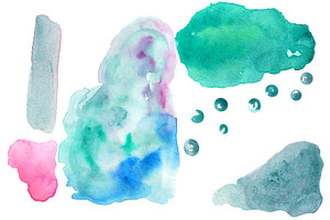 Mermaid Tail Watercolor ClipArt Set