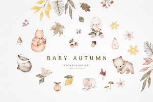 BABY AUTUMN watercolor set, a Seasonal Illustration by erasovas