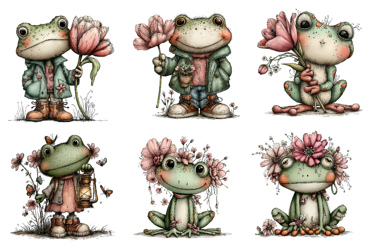 Whimsical Spring Frog Clipart, an Illustration by Dream Creation (Photo 4 of 7)