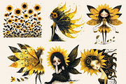 SUNFLOWER FOREST FAIRY CLIPART PACK, a Person Illustration by Daring Digies (Thumbnail 4 of 7)