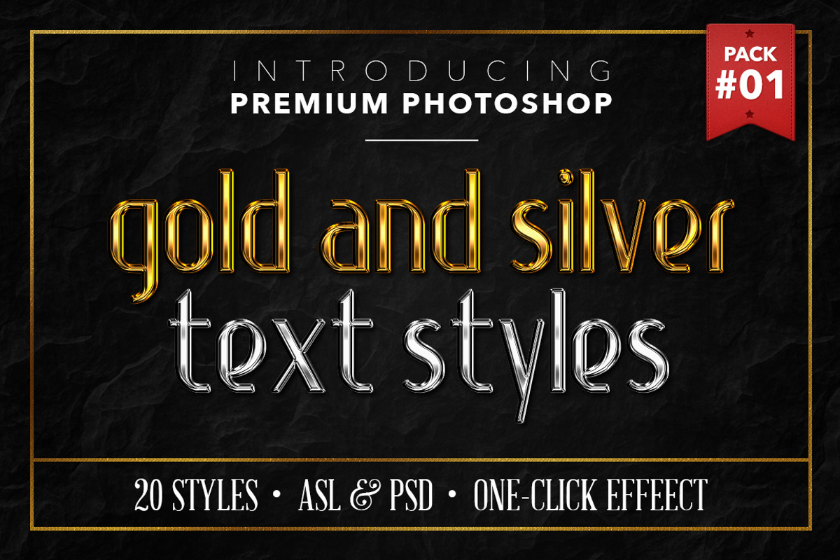 Gold & Silver #1 - 20 Text Styles, a Layer Style Add-On by Jonas Stensgaard (Photo 1 of 23)