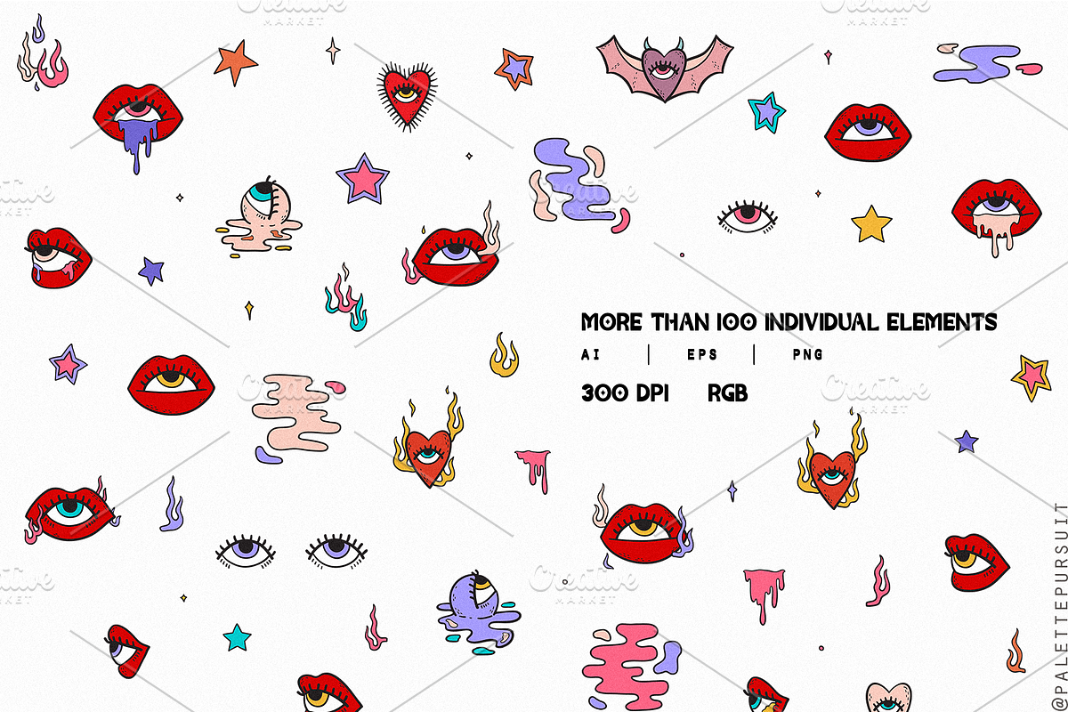 Weird Love Pattern & Clipart Set, a Pattern Graphic by Palette Pursuit (Photo 4 of 5)