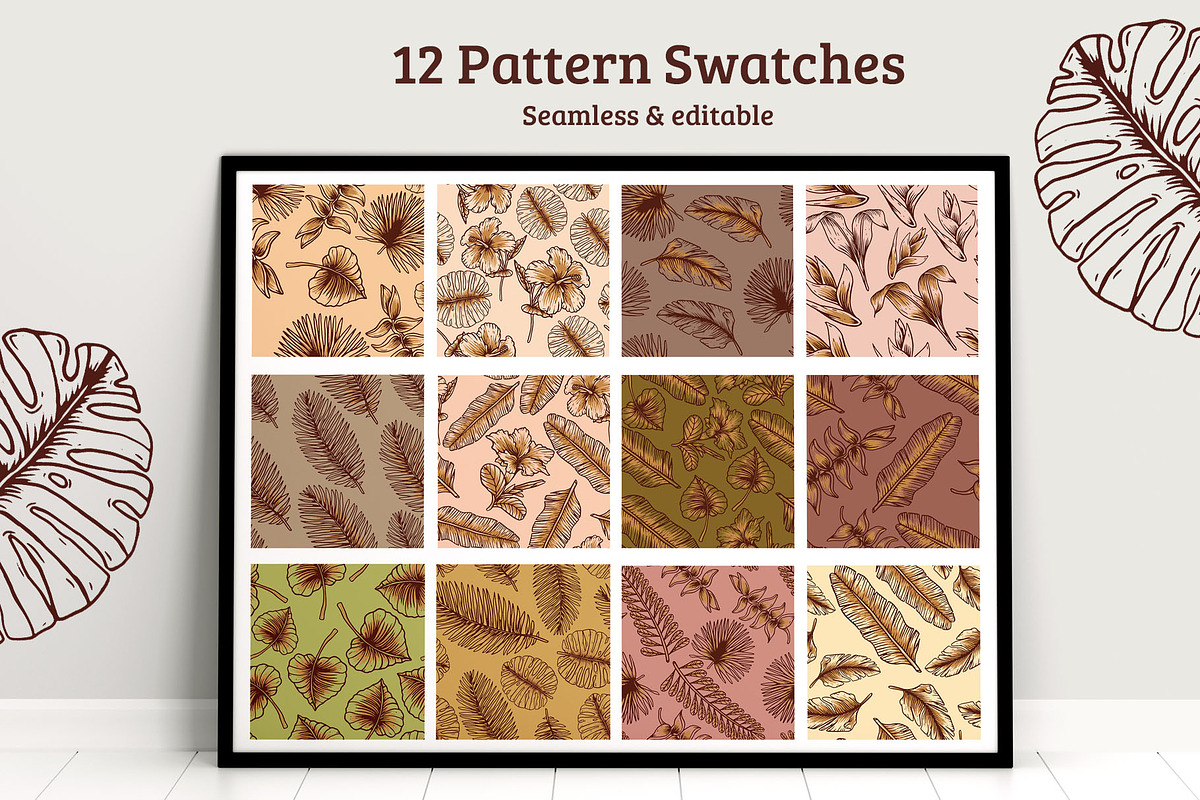 Tropical Plant Pattern & Elements, an Illustration by Dawnside Graphic (Photo 3 of 5)