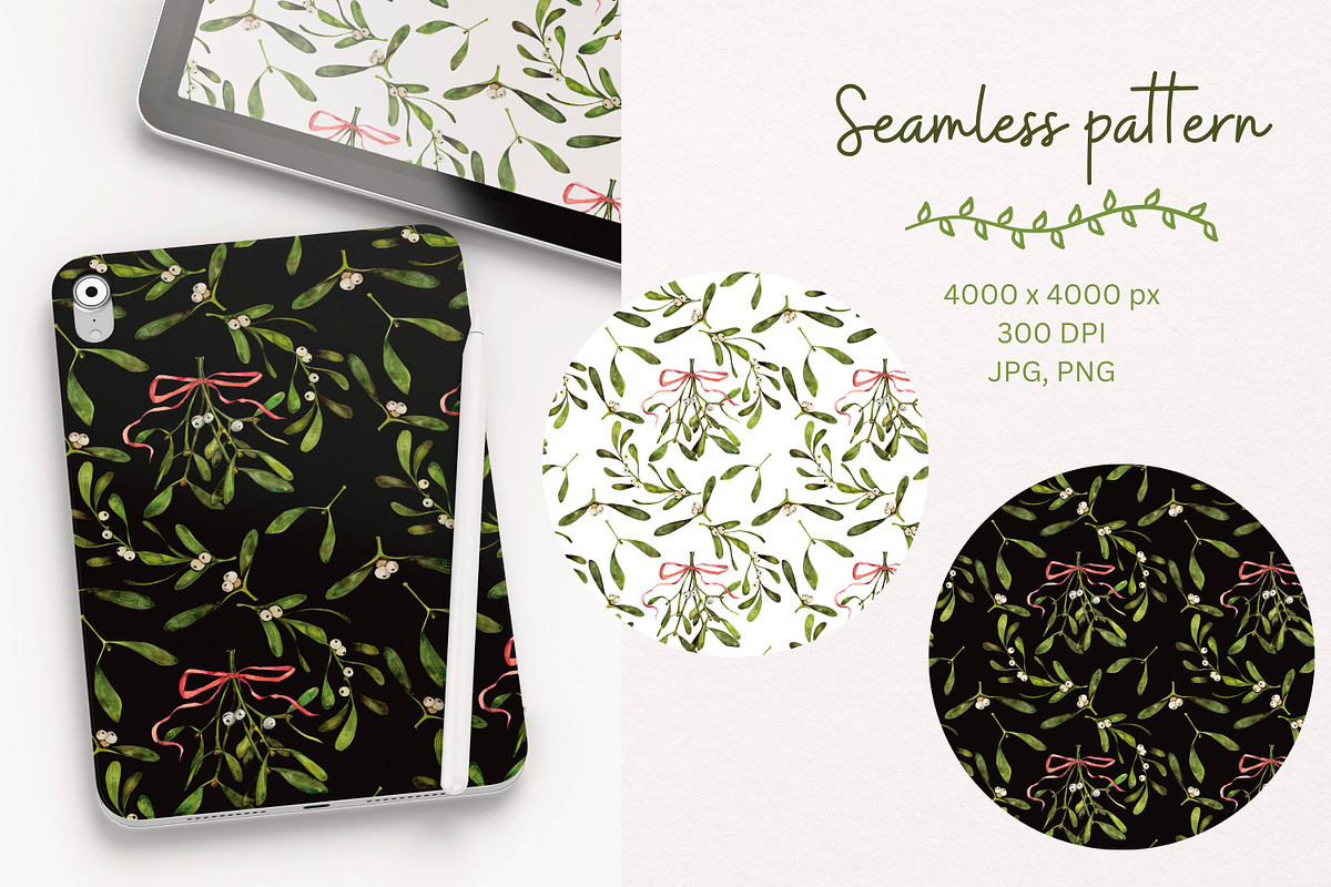 Mistletoe watercolor clipart, an Illustration by Artcard Watercolor (Photo 3 of 7)