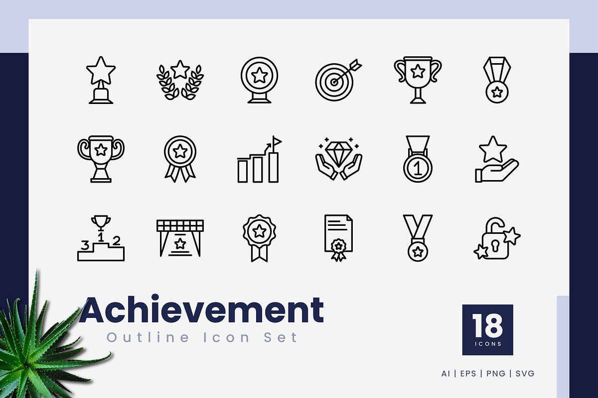 Achievement Outline Icons, an Outline Icon by Zeer Graphic (Photo 2 of 2)