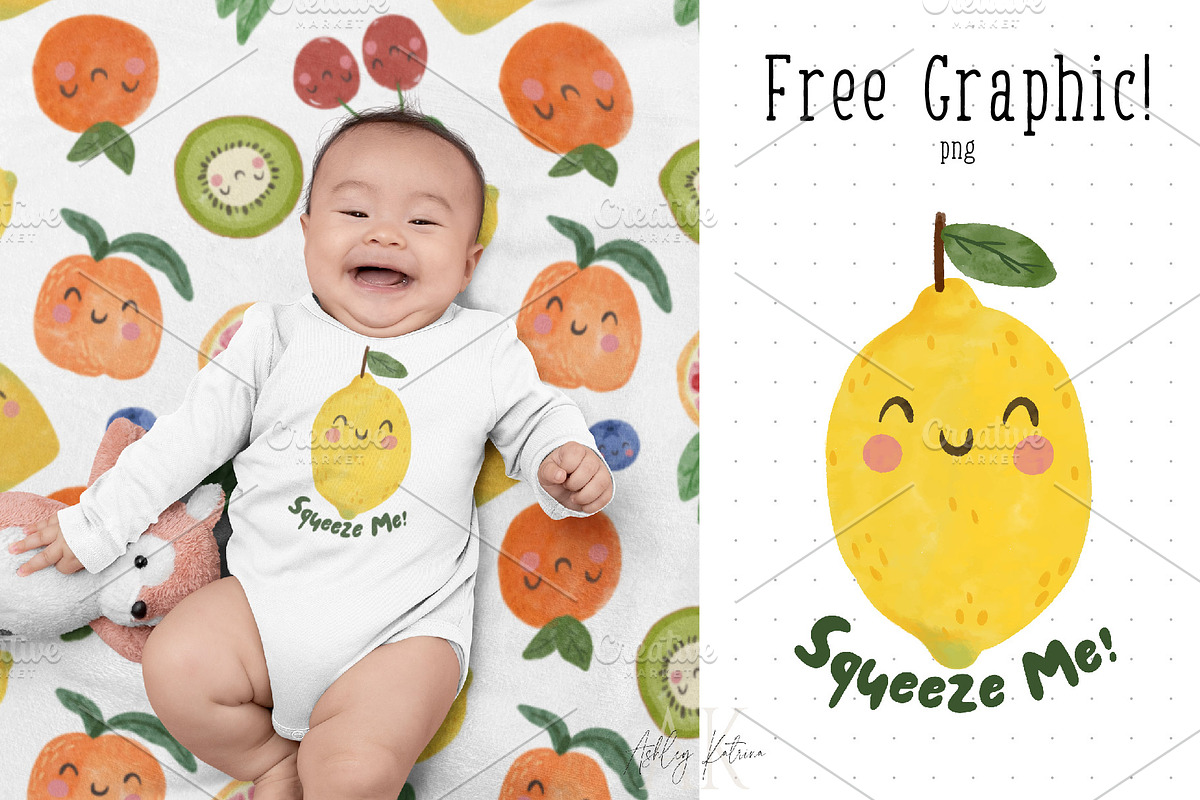 Watercolor Fruit with & without Face, a Food Illustration by Ashley Katrina (Photo 9 of 10)