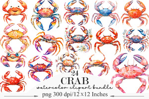 Watercolor Crab Clipart, an Illustration by Designking