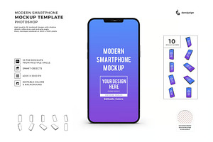 iPhone 13 Mockup Smartphone Template, an iPhone Mockup by DesignRushMarket