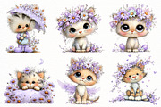 Whimsical spring cat Clipart, an Illustration by Designworld (Thumbnail 3 of 7)