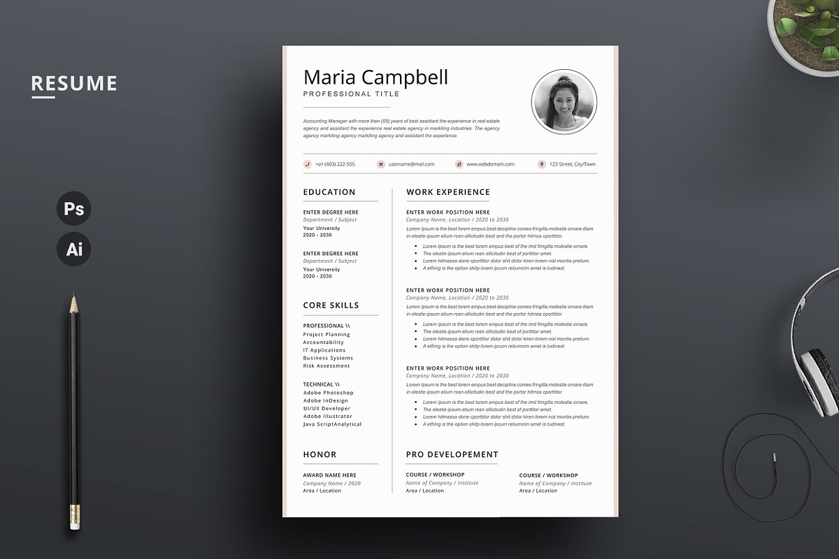Clean Resume/CV Word, a Resume Template by ResumeDevisers (Photo 5 of 5)