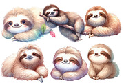 Watercolor Sloth clipart, an Illustration by Designworld (Thumbnail 3 of 5)