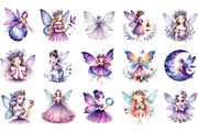 Watercolor Magical Garden Purple, an Illustration by Designking (Thumbnail 2 of 5)