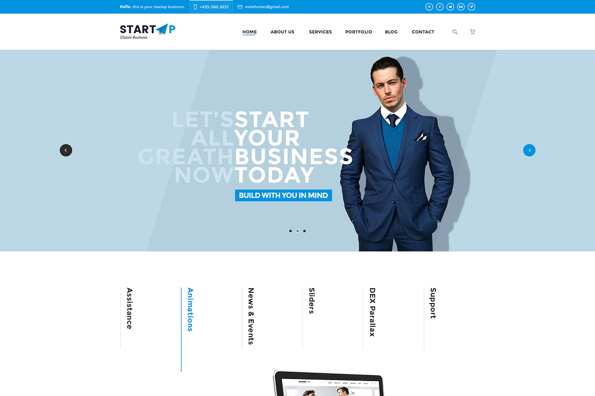 Startup | Basic Business PSD Website, a Websites & App Template by Milo Studio (Photo 2 of 13)