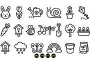 Cute Garden Outline Icons Set, an Illustration by designvectx (Thumbnail 3 of 3)