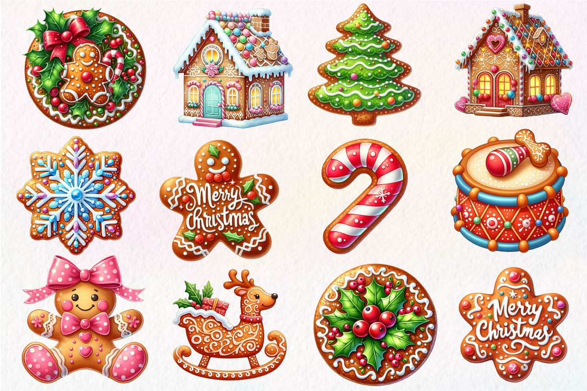 Christmas Gingerbread Clipart, an Illustration by Dream Creation (Photo 5 of 7)