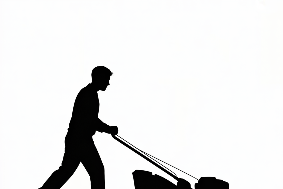 silhouette of a man mowing the lawn, an Illustration by Amazin_art (Photo 17 of 21)