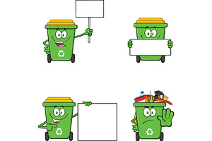 Recycling Bins Cartoon Characters, an Illustration by HitToon