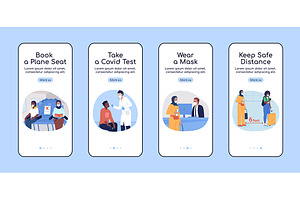After covid travel mobile app pages, a Templates & Theme by IMG visuals characters