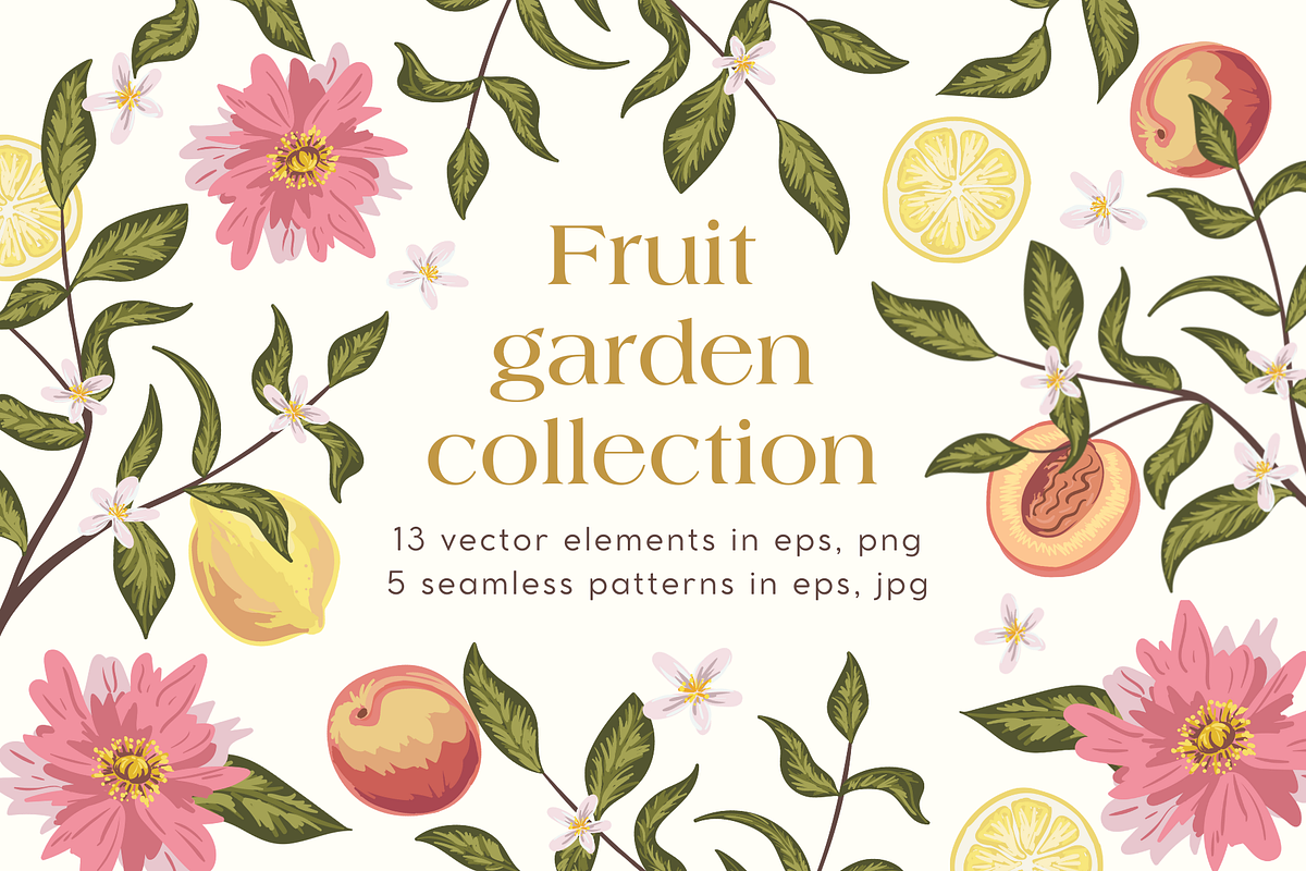 Fruit garden vector patterns, a Pattern Graphic by TaityG (Photo 1 of 6)