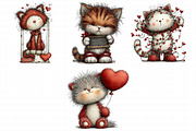 Whimsical Valentine Cat Clipart, an Illustration by Daily.Designs (Thumbnail 6 of 8)