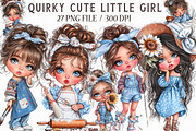 Quirky Cute Little Girl Clipart, an Illustration by Libby Wishes (Thumbnail 1 of 7)