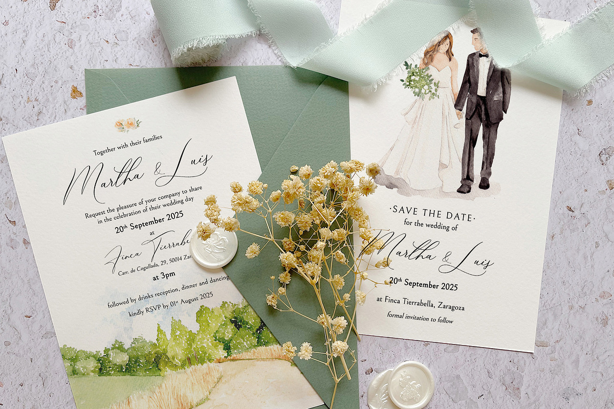 Bride & Groom Wedding Invitation, an Invitation Template by BlueRobinDesignShop (Photo 1 of 6)