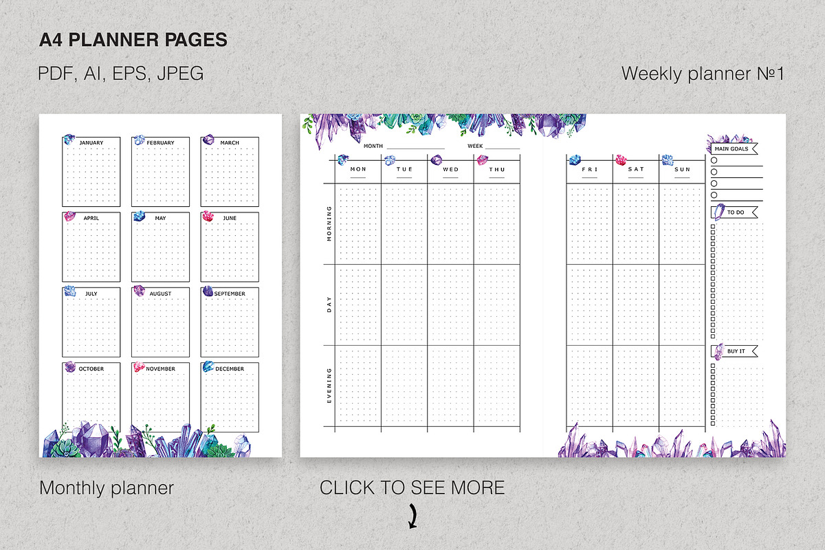 Printable Planner Set with Crystals, a Stationery Template by Olga Alexeenko (Photo 2 of 10)