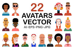 22 Modern People Avatars Set
