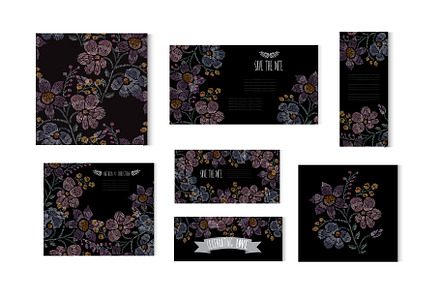 Embroidery Style Floral Cards, a Card Template by Sunset&Sea Design