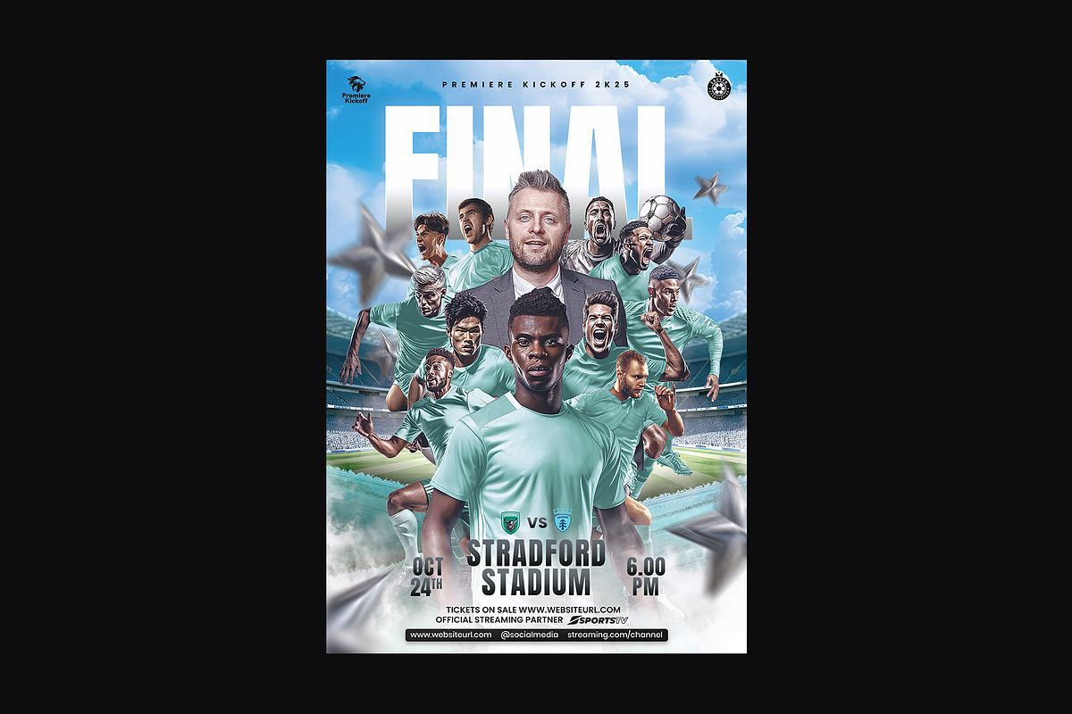 5 Football Poster Templates, a Flyer Template by Bornx Design (Photo 4 of 8)