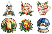 Christmas Stained Glass Clipart, a Seasonal Illustration by CitraGraphics (Thumbnail 2 of 8)